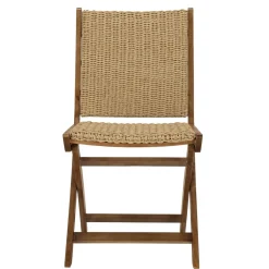 Lot de 2 chaises pliantes acacia huilé et rotin synthétique VICK