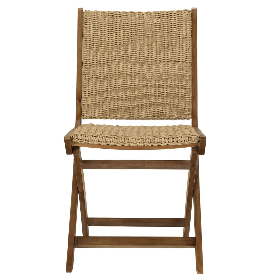 Lot de 2 chaises pliantes acacia huilé et rotin synthétique VICK