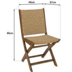 Lot de 2 chaises pliantes acacia huilé et rotin synthétique VICK
