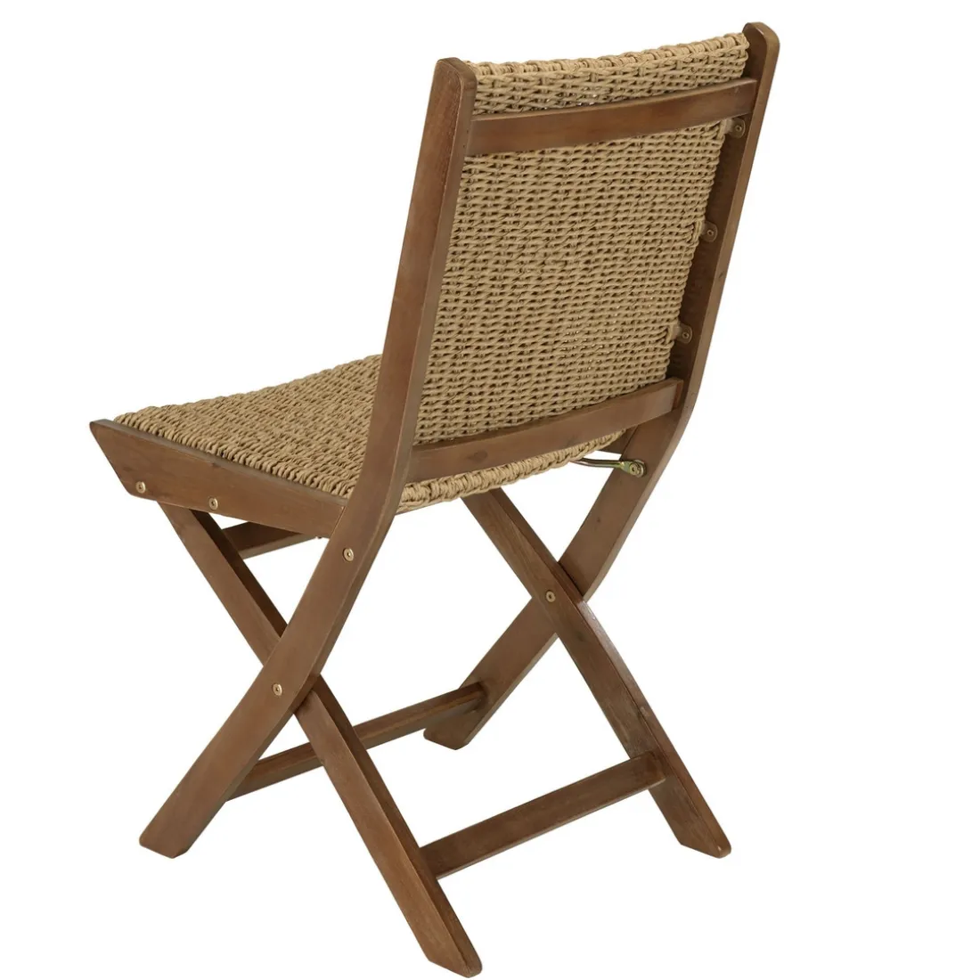 Lot de 2 chaises pliantes acacia huilé et rotin synthétique VICK