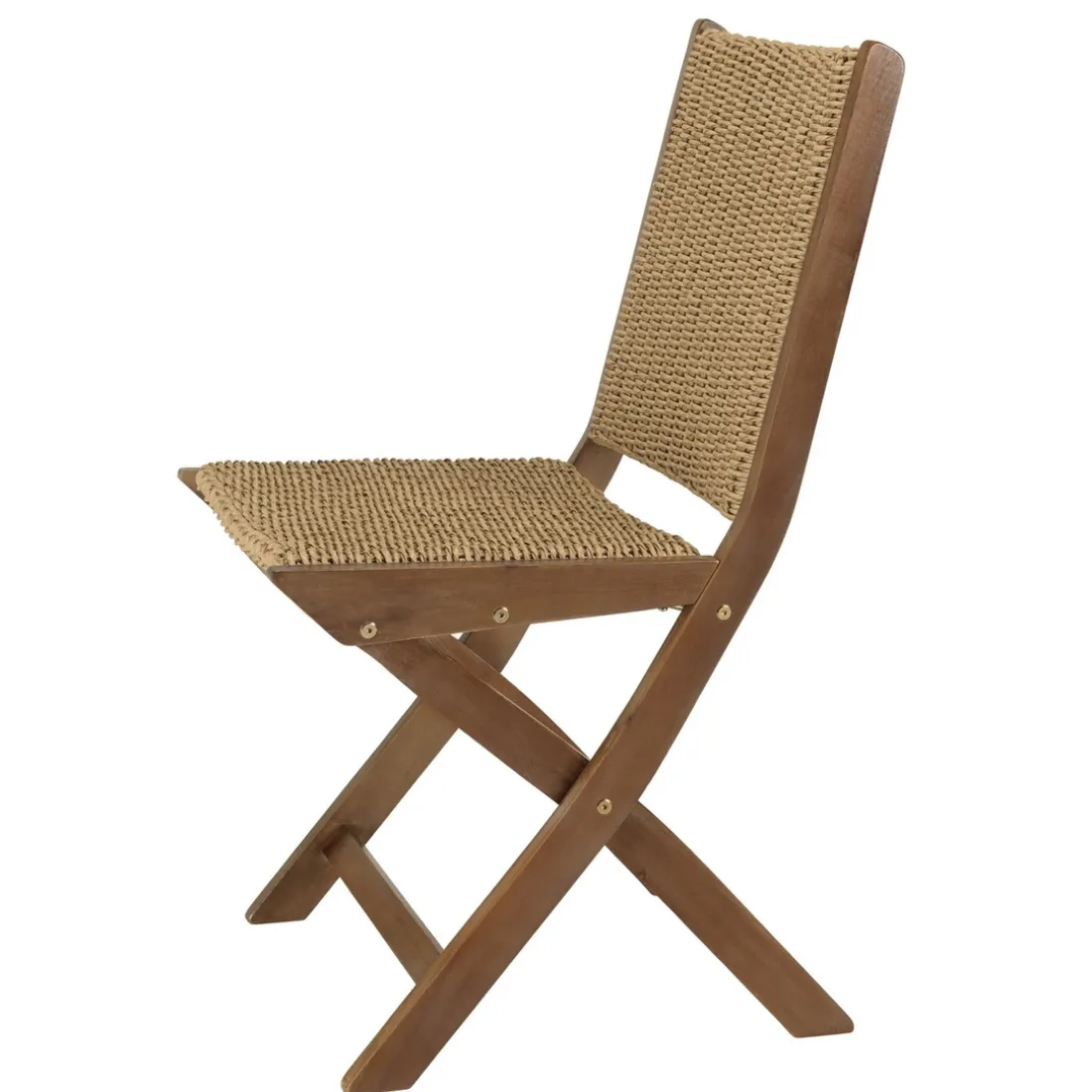 Lot de 2 chaises pliantes acacia huilé et rotin synthétique VICK