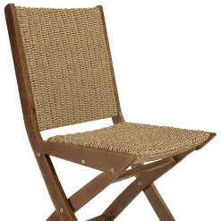 Lot de 2 chaises pliantes acacia huilé et rotin synthétique VICK