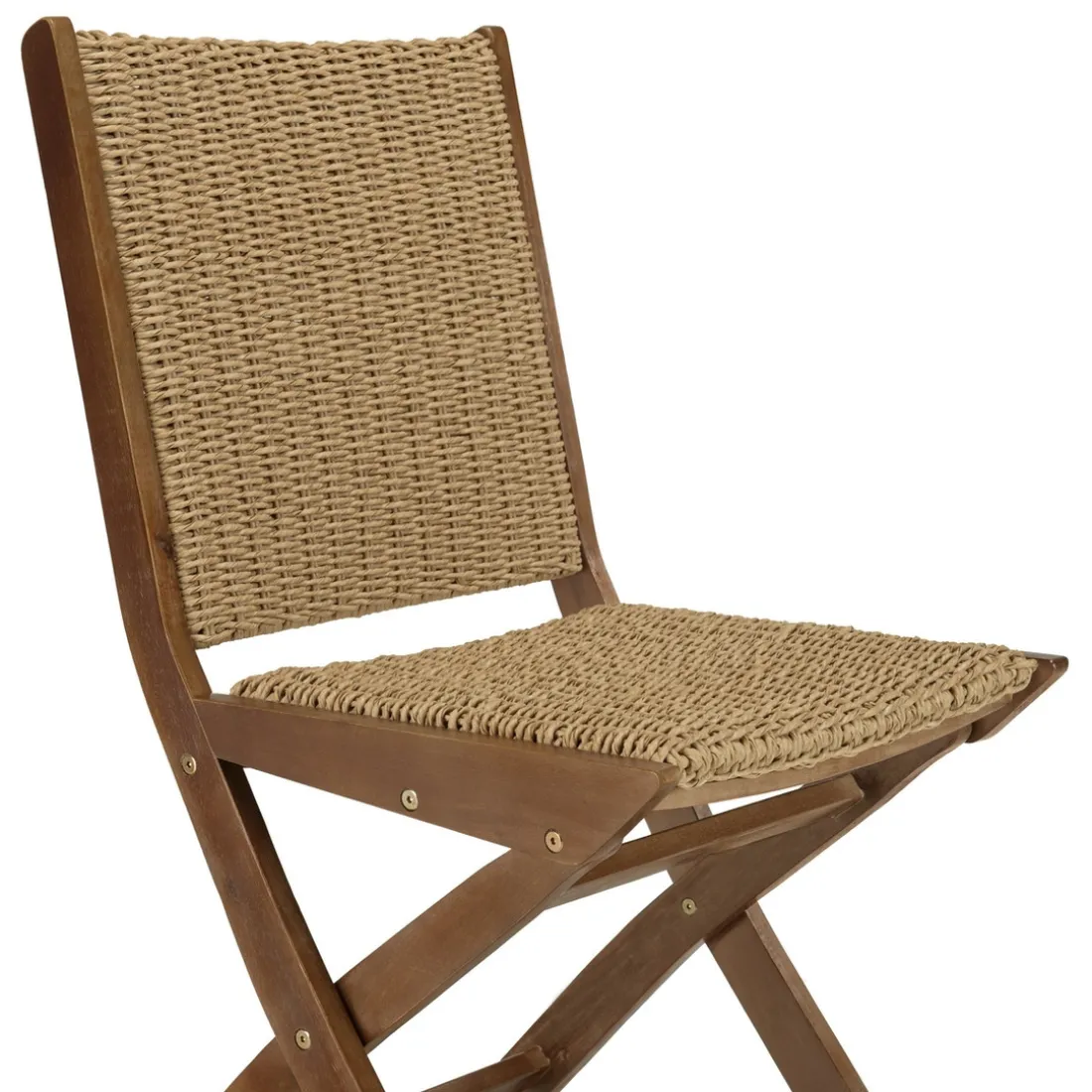 Lot de 2 chaises pliantes acacia huilé et rotin synthétique VICK