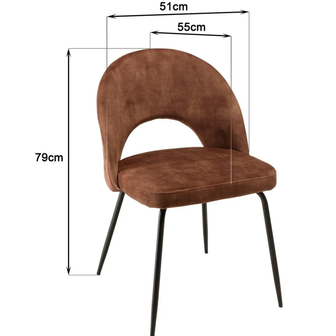 Lot de 2 chaises velours acajou