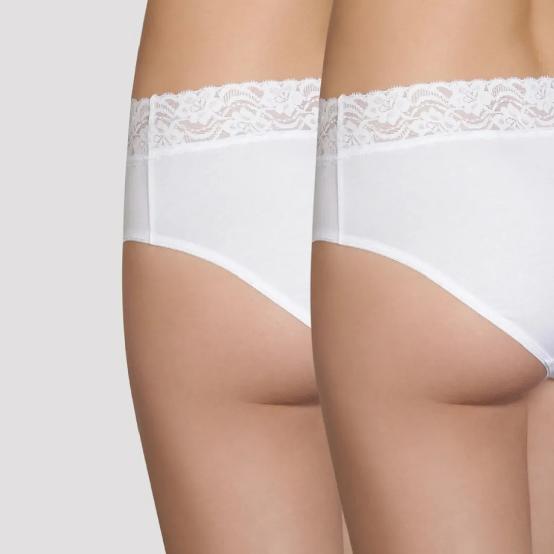 Lot de 2 culottes blanches taille haute - Plus Féminine Dim en coton