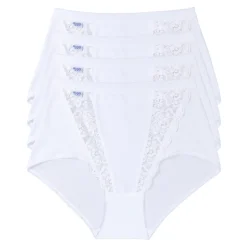 Lot de 4 culottes hautes - Blanc sloggi Chic Maxi 4P WHITE en coton