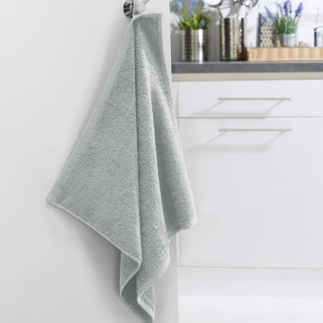 Lot de 2 Essuie-mains carré PRATIK gris Galet
