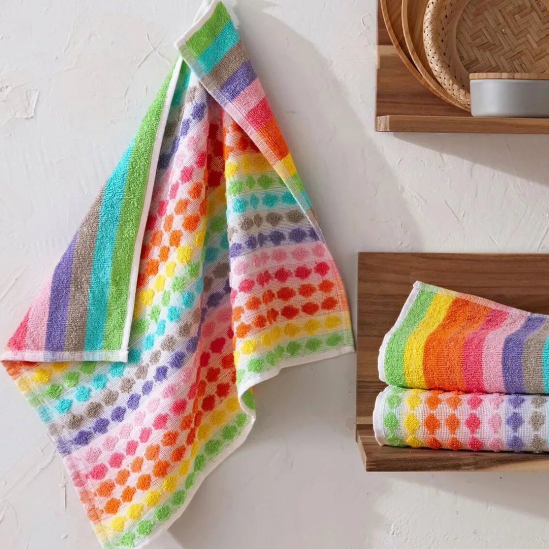 Lot de 3 essuie-mains pois et rayures lot de 3 Becquet - Multicolore