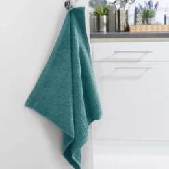 Lot de 2 Essuie-mains PRATIK carré coloré Lauréat bleu paon
