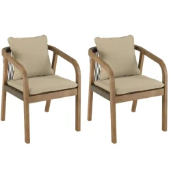Lot de 2 fauteuils acacia vert sapin coussins CELESTIN