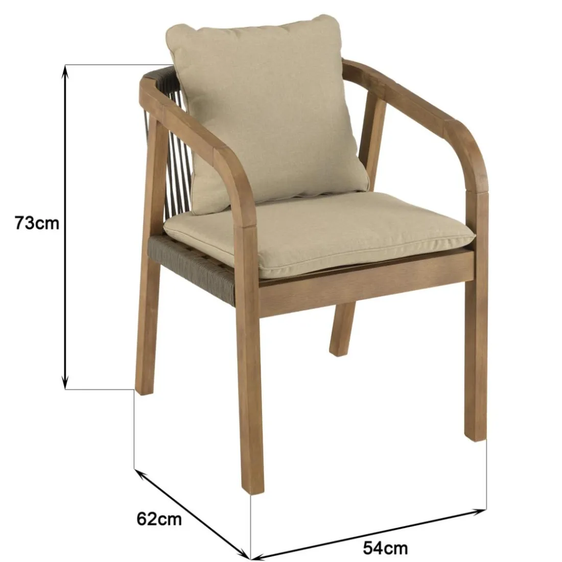 Lot de 2 fauteuils acacia vert sapin coussins CELESTIN