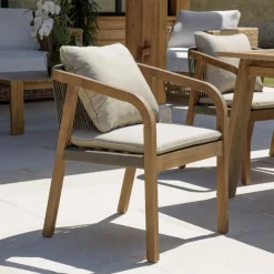 Lot de 2 fauteuils acacia vert sapin coussins CELESTIN