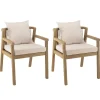 Lot de 2 fauteuils acacia beige coussins gris CELESTIN