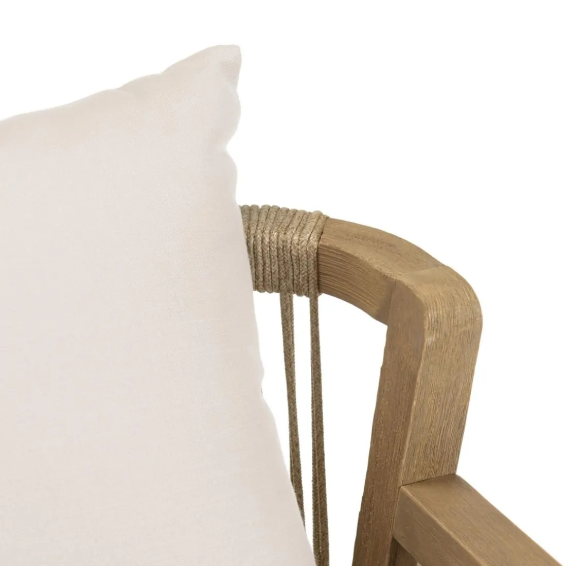 Lot de 2 fauteuils acacia beige coussins gris CELESTIN