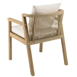 Lot de 2 fauteuils acacia beige coussins gris CELESTIN