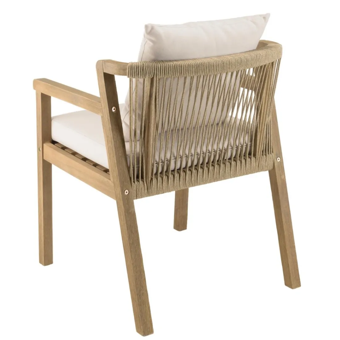 Lot de 2 fauteuils acacia beige coussins gris CELESTIN