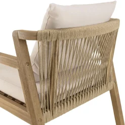 Lot de 2 fauteuils acacia beige coussins gris CELESTIN