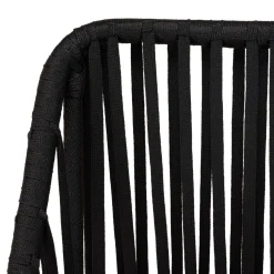 Lot de 2 fauteuils cordage noir coussin assise gris anthracite MALO
