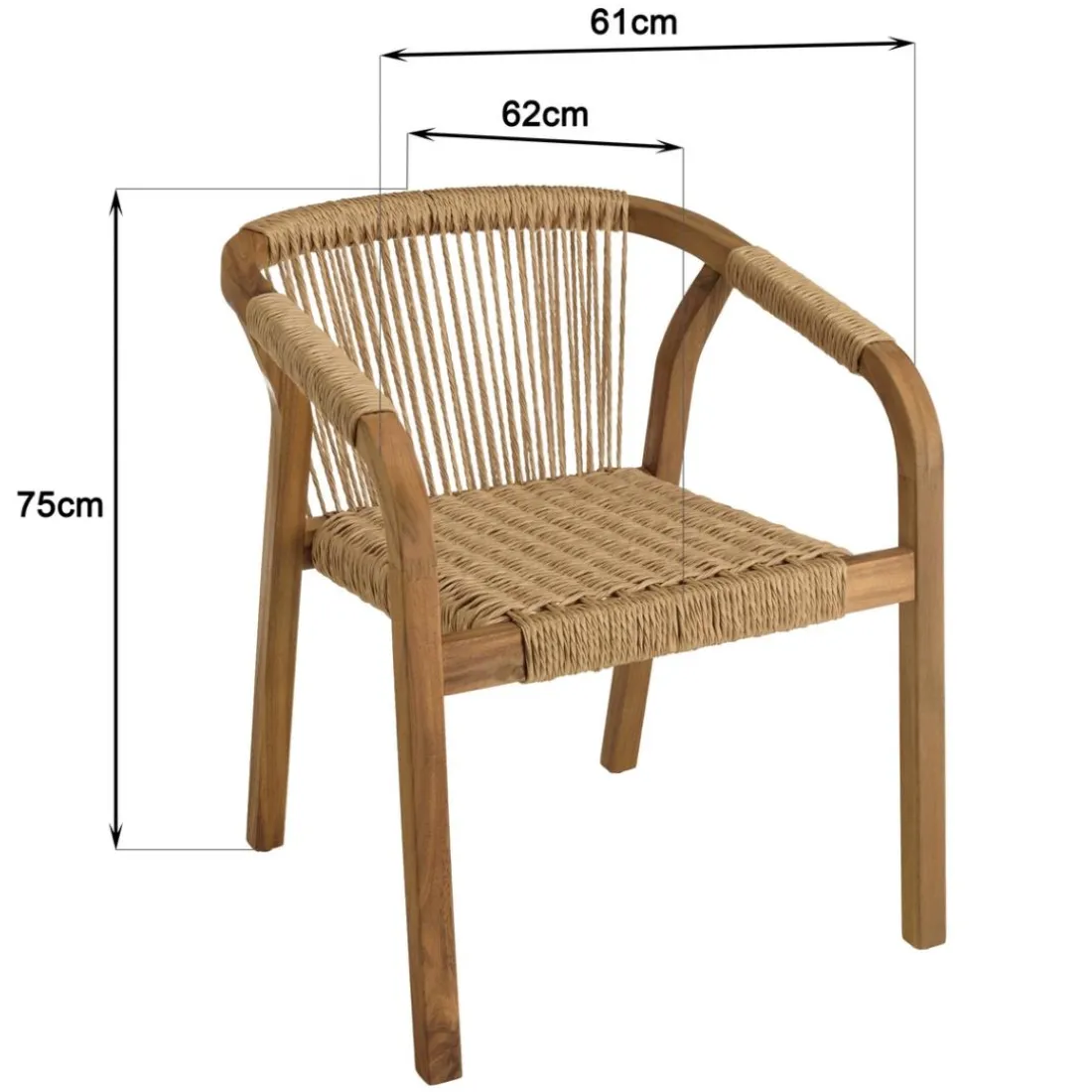 Lot de 2 fauteuils en acacia huilé et cordage synthétique