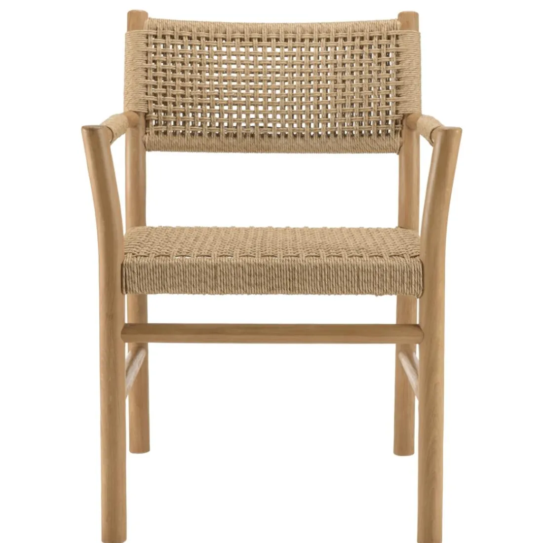 Lot de 2 fauteuils jardin accoudoirs teck rotin synthétique beige VALERIA