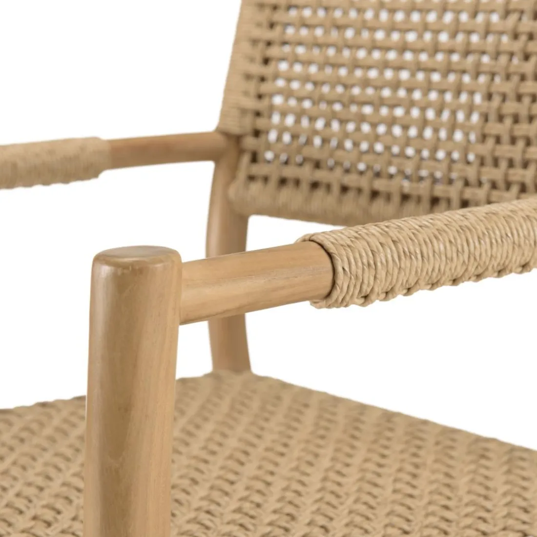 Lot de 2 fauteuils jardin accoudoirs teck rotin synthétique beige VALERIA