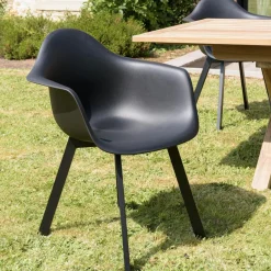 Lot de 6 fauteuils noirs dossier arrondi MALO