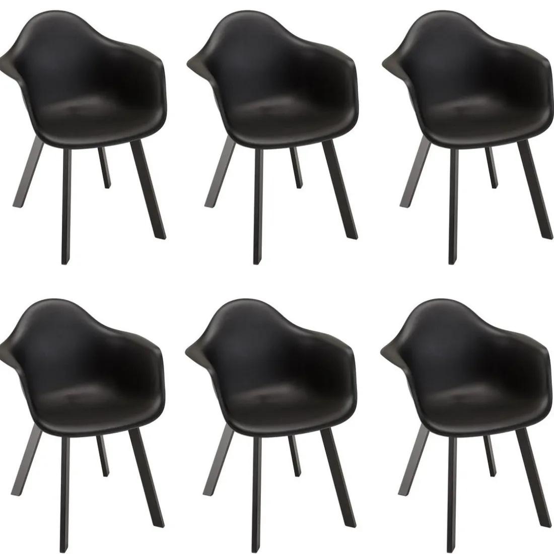 Lot de 6 fauteuils noirs dossier arrondi MALO