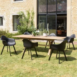 Lot de 6 fauteuils noirs dossier arrondi MALO