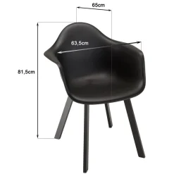 Lot de 6 fauteuils noirs dossier arrondi MALO