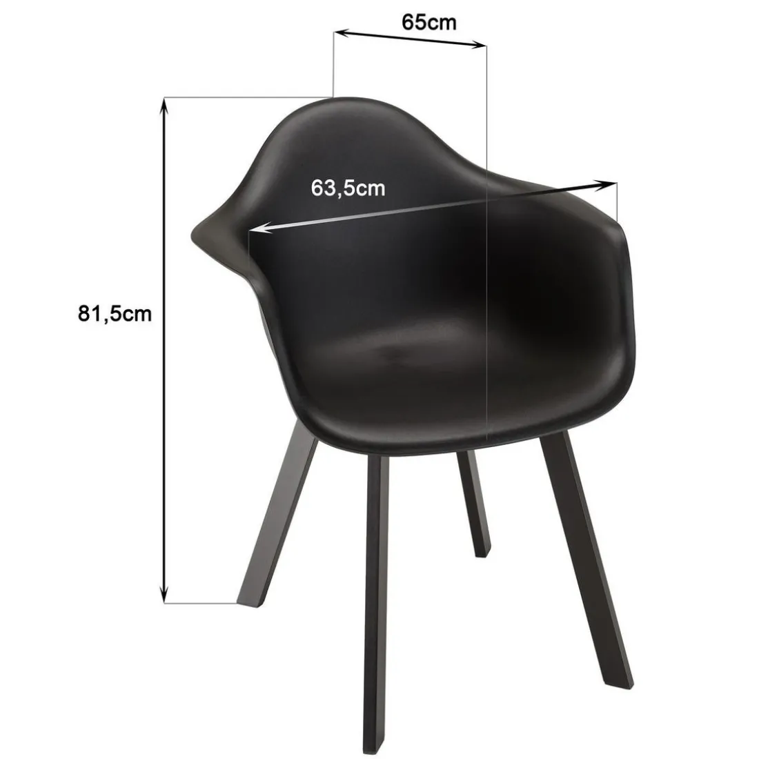 Lot de 6 fauteuils noirs dossier arrondi MALO