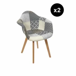 Lot de 2 Fauteuils Patchwork Gris