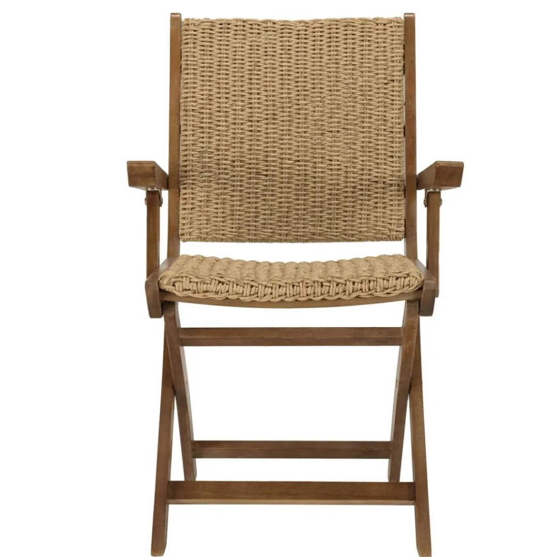Lot de 2 fauteuils pliants acacia huilé et rotin synthétique VICK