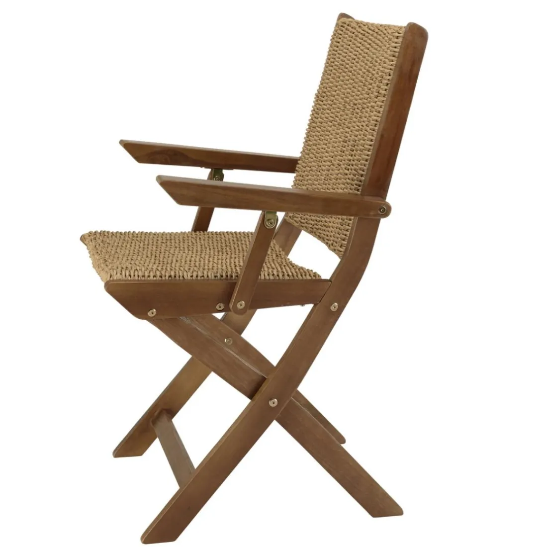 Lot de 2 fauteuils pliants acacia huilé et rotin synthétique VICK