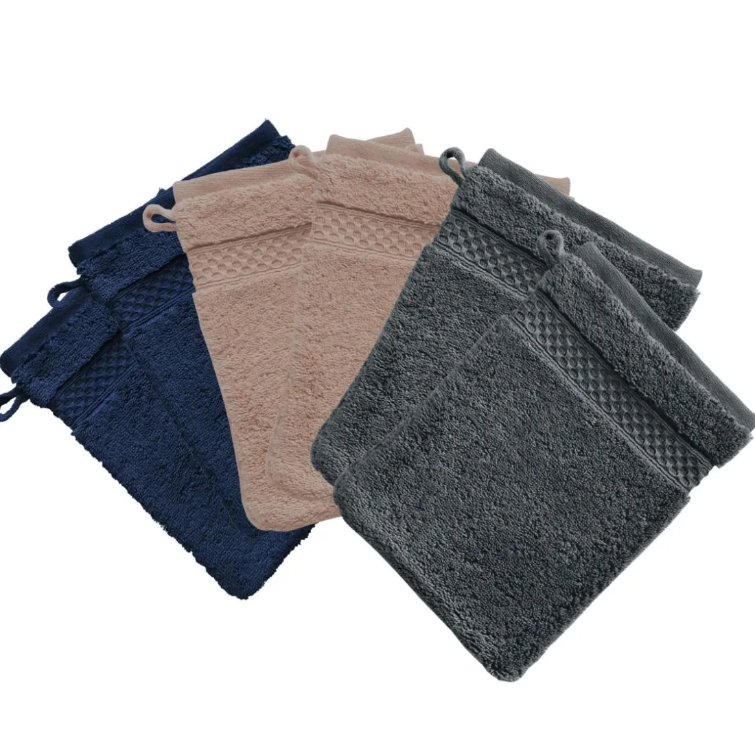 Lot de 6 gants de toilette bleu marine