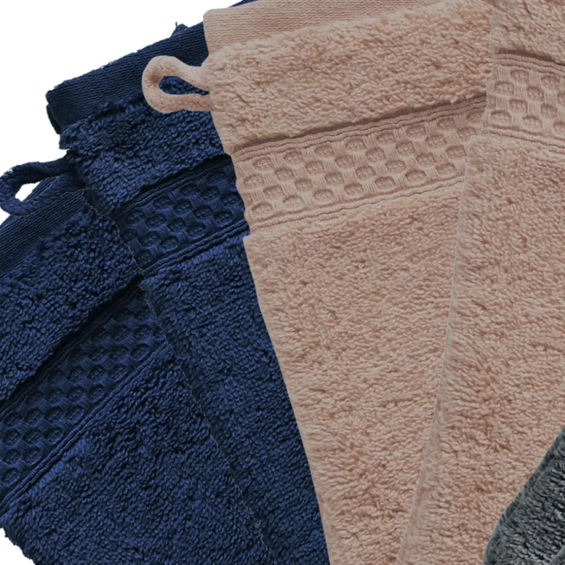 Lot de 6 gants de toilette bleu marine