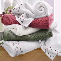 Lot de 2 gants de toilette en coton FLORA 450g/m² blanc