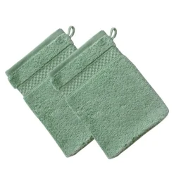 Lot de 2 gants de toilette AIRDROP vert amande en coton