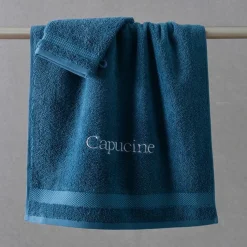 Lot de 2 gants de toilette en coton éponge ATLANTIQUE Bleu pacifique
