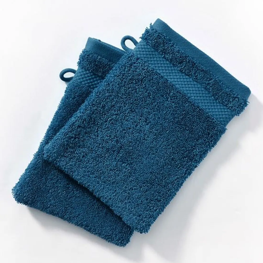 Lot de 2 gants de toilette en coton éponge ATLANTIQUE Bleu pacifique