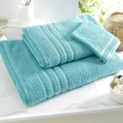 Lot de 2 Gants de toilette en coton BANDESECHELLE Bleu aqua