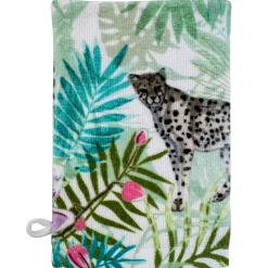 Lot de 2 Gants de toilette motif EXOTIQUE 400 g/m² vert