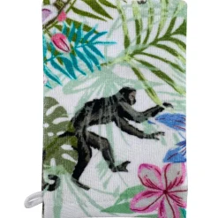 Lot de 2 Gants de toilette motif EXOTIQUE 400 g/m² vert