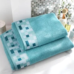Lot de 2 Gants de toilette Bleu aqua 450G MOSAIQUA