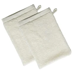 Lot de 2 gants de toilette 480g/m² SAMIA blanc cassé 15x21cm