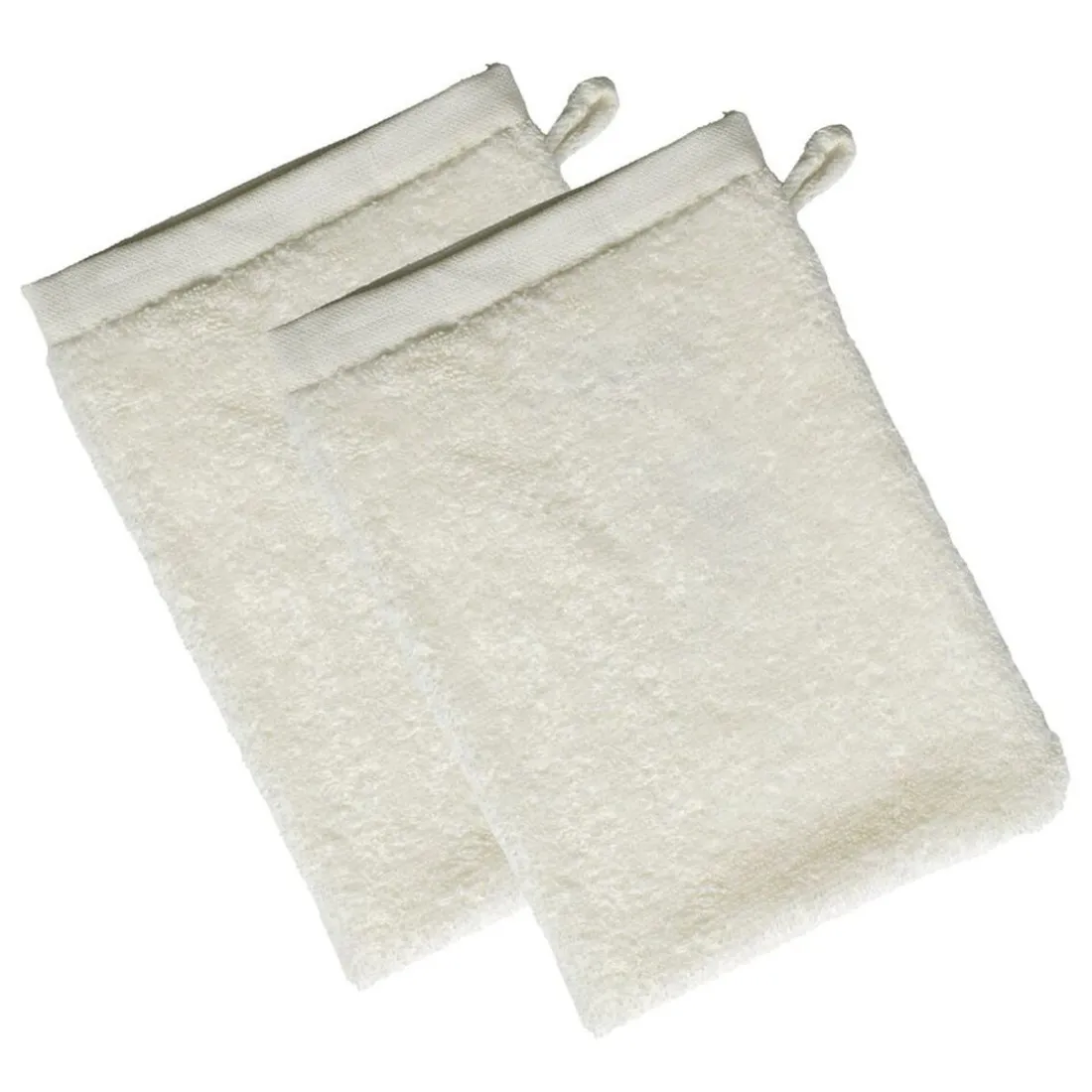 Lot de 2 gants de toilette 480g/m² SAMIA blanc cassé 15x21cm