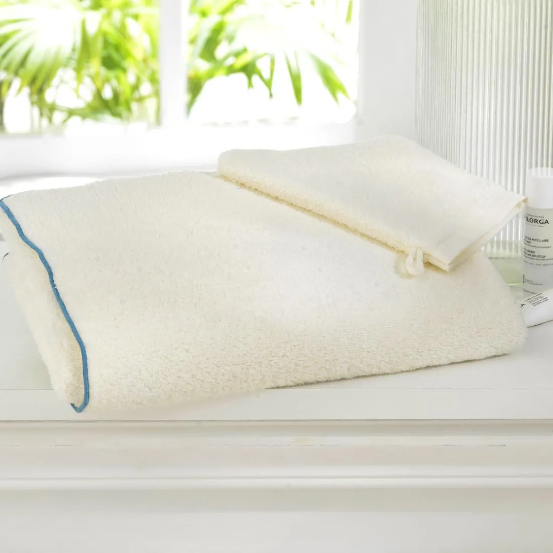 Lot de 2 gants de toilette 480g/m² SAMIA blanc cassé 15x21cm