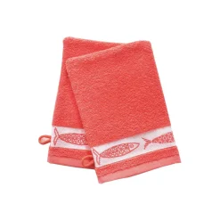 Lot de 2 gants de toilette SARDINETTE orange corail en coton