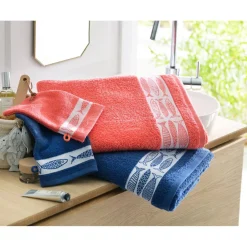 Lot de 2 gants de toilette SARDINETTE orange corail en coton