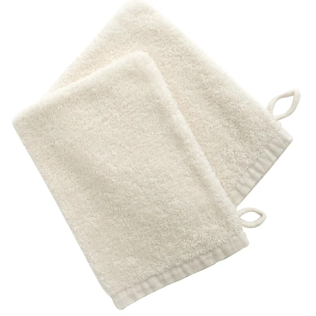 Lot de 2 Gants de toilette en coton blanc écru VAHINA