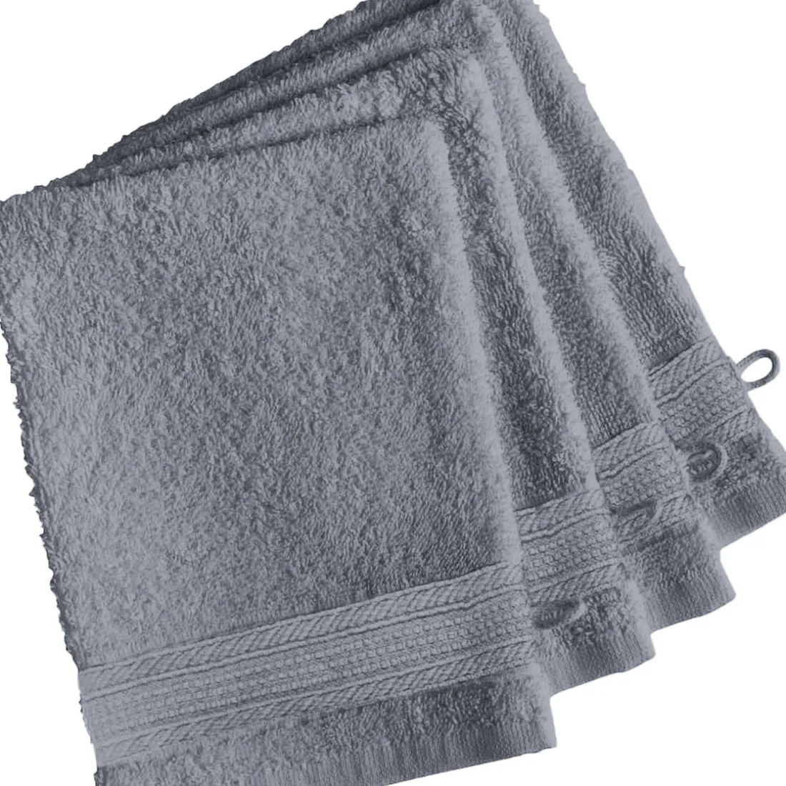 Lot de 4 gants de toilette coton 600 gm² Bleu Orage TERTIO®